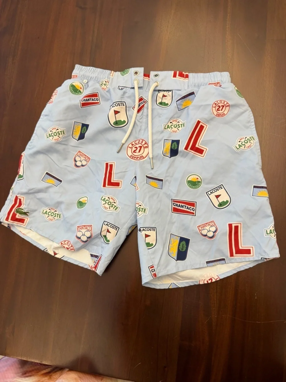 New Lacoste Men’s Lace-Up Waist Print Swimming Trunks 7” inseam